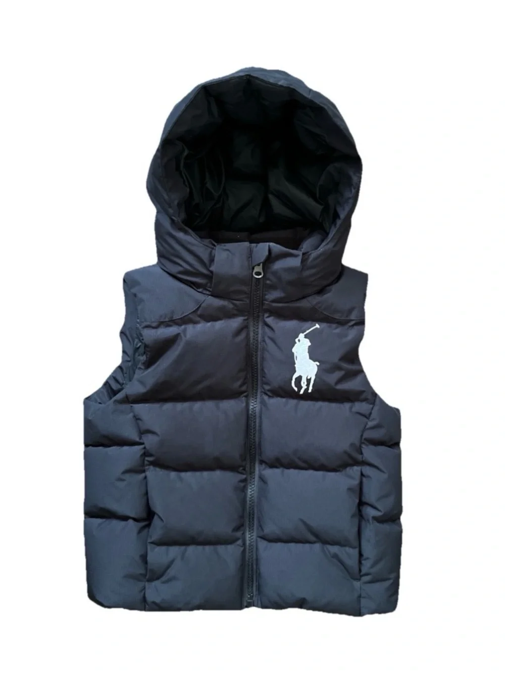 Polo Ralph Lauren Down Feather Navy Puffer Vest with Detachable Hood Boys 5T